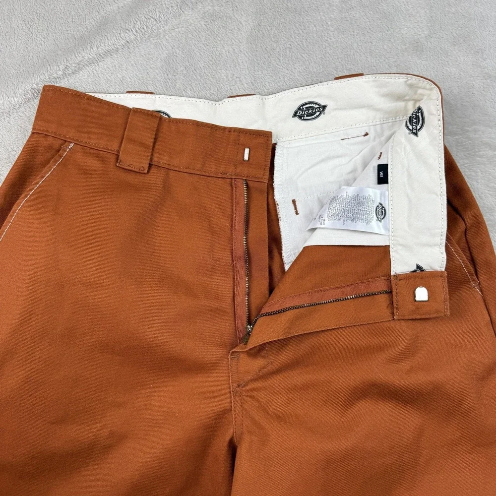 Dickies Sawyerville Pants Women 8 Rust Orange Twill Wide Leg Workwear Utility